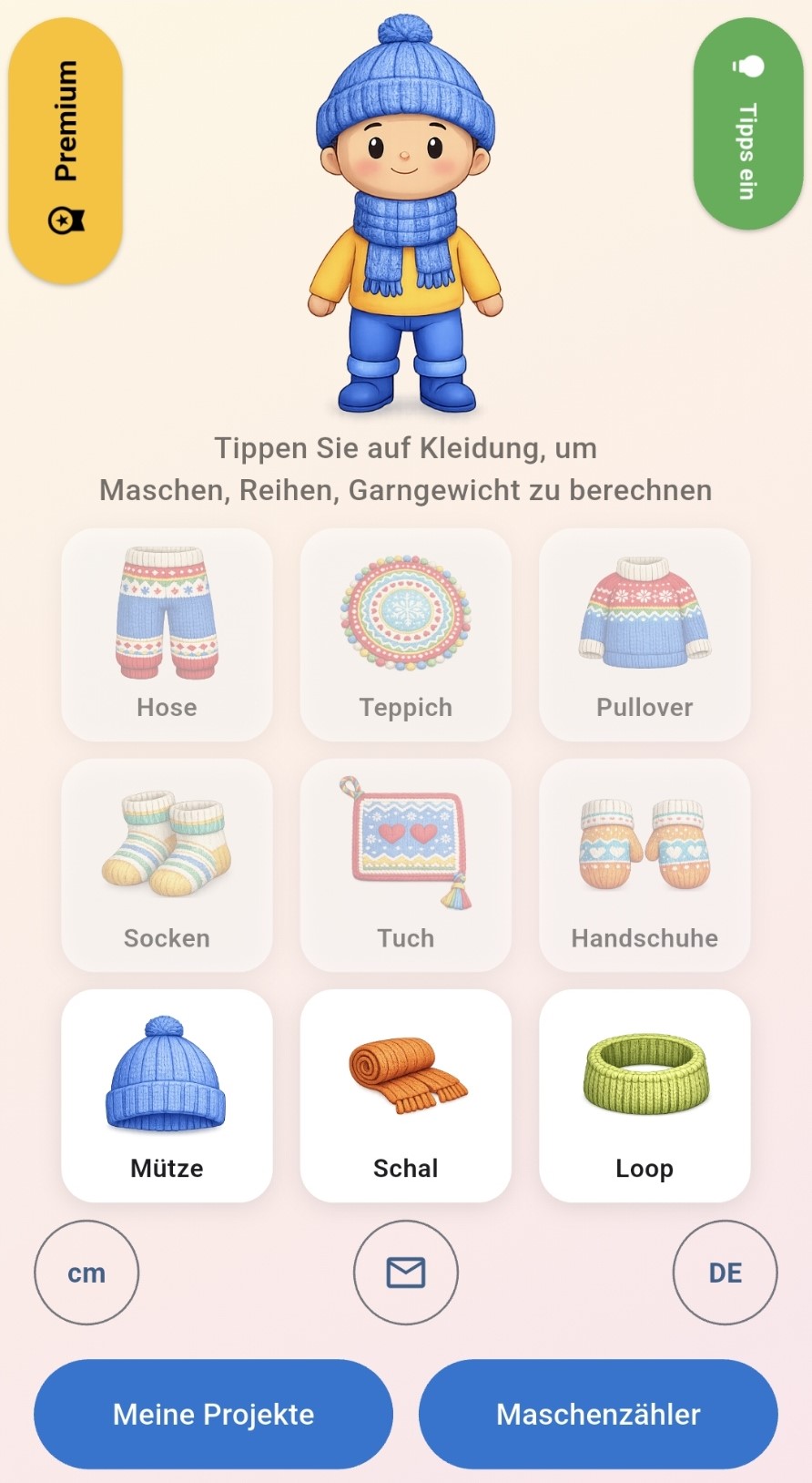 KnitPlan app screenshot (de)