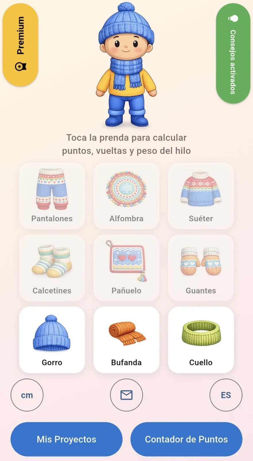 KnitPlan app screenshot (es)