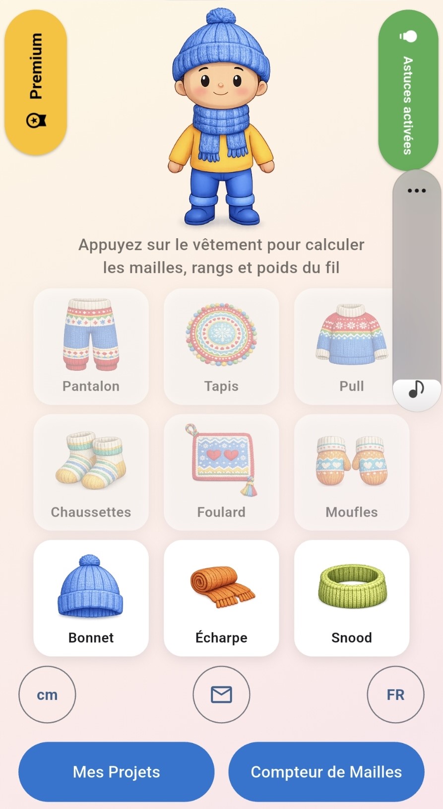 KnitPlan app screenshot (fr)