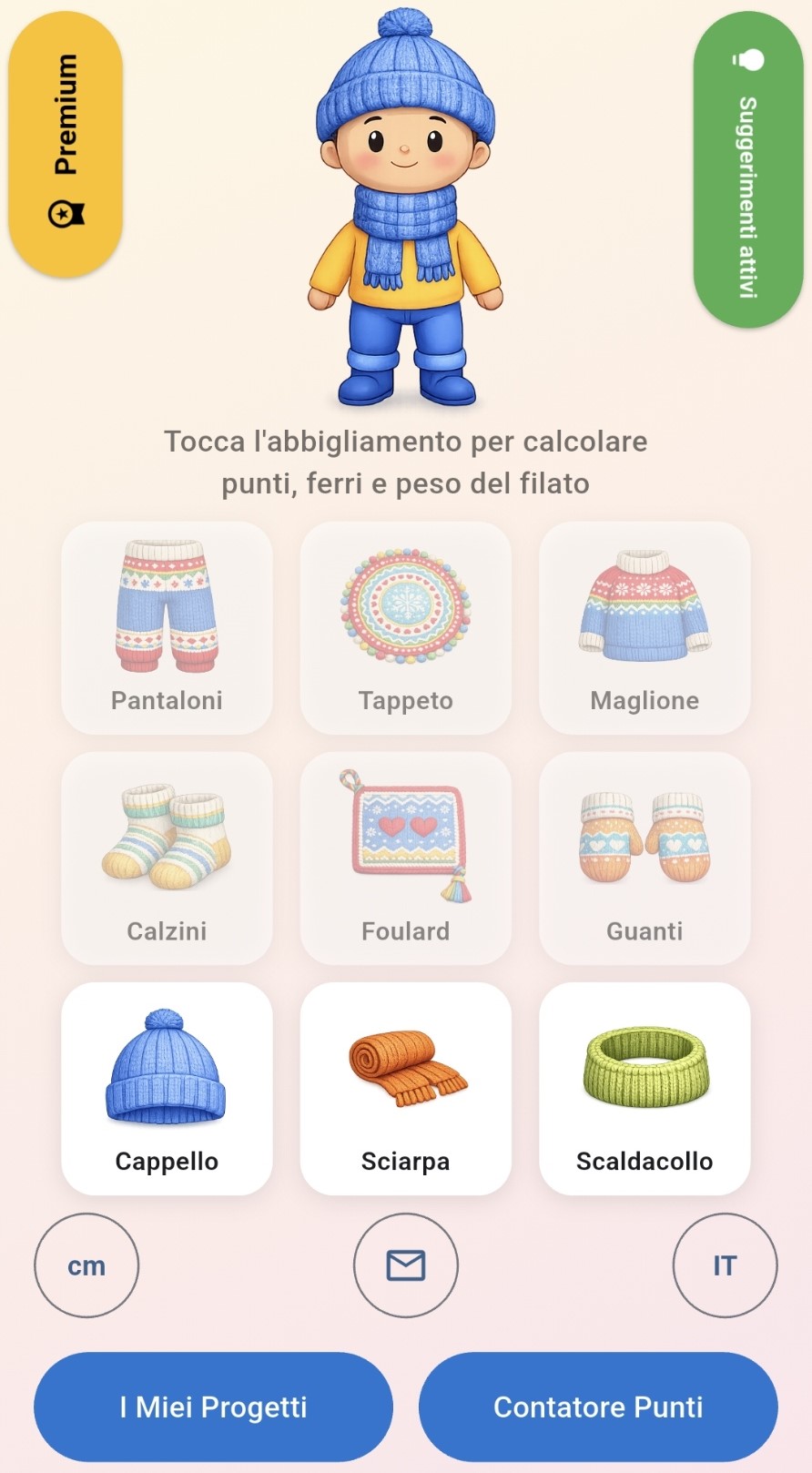 KnitPlan app screenshot (it)